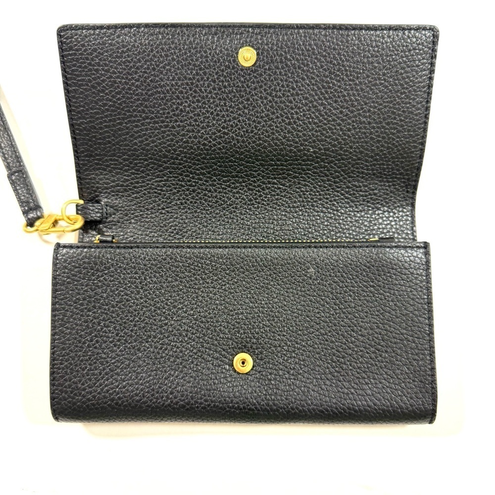 Tory Burch Britten Envelope Wallet Black Pebbled Leather - Picture 7 of 13